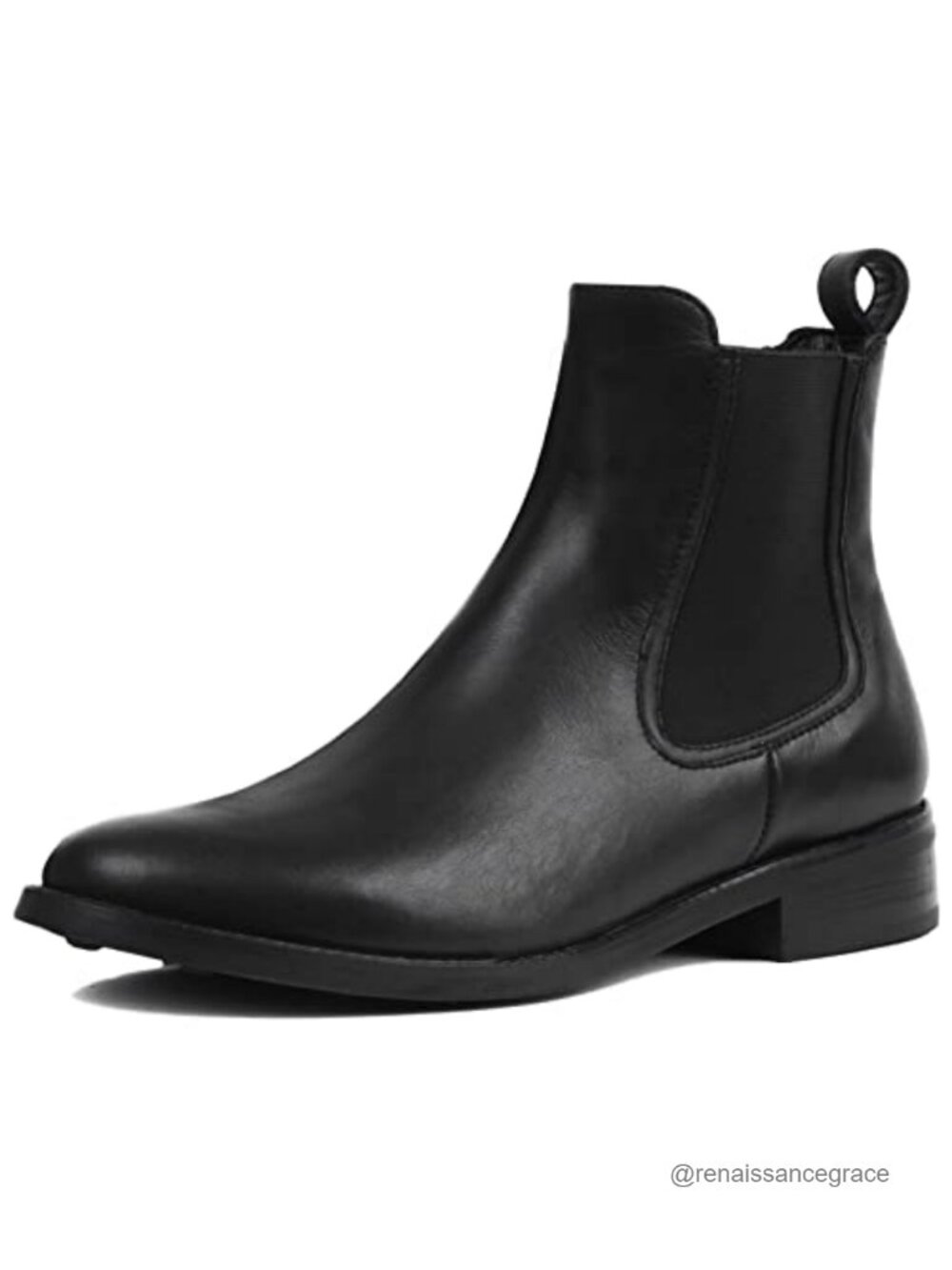 Genuine Leather Chelsea Ankle Boots - Women's Pull-On Block Heel